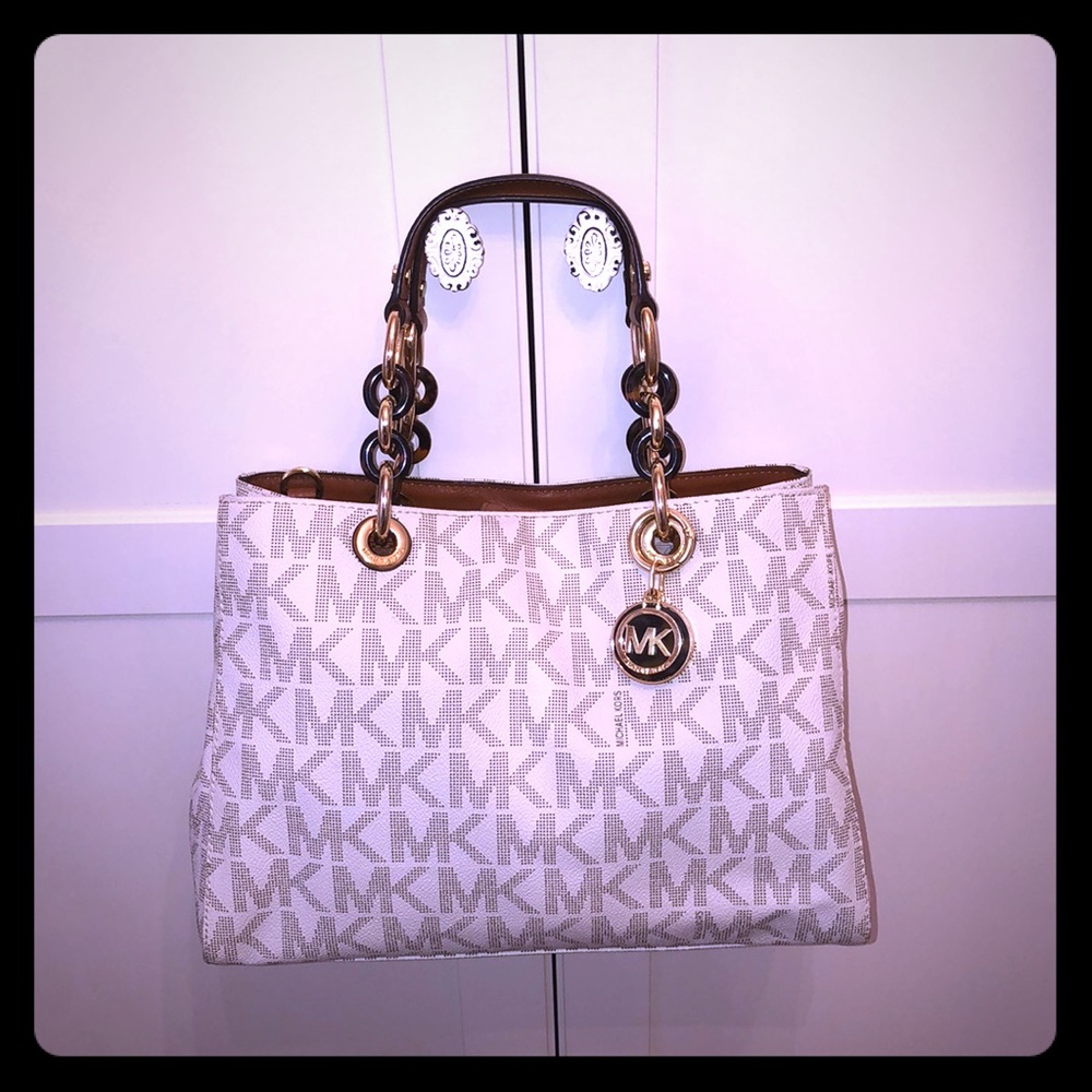 Michael Kors Cynthia Tote - White and Tortoise